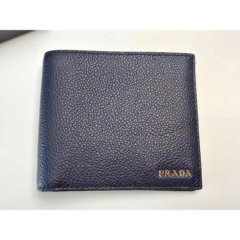 PRADA - Mens Wallet Billfold Card Holder - Saffiano - COA NEW W/BOX - NAVY BLUE